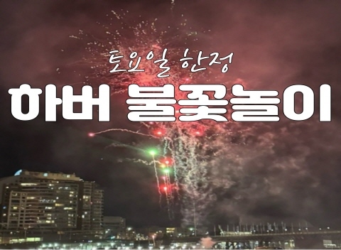 매월 마지막 토요일마다 진행하는 불꽃놀이를 볼 수 있는 좋은 포인트에서 불꽃놀이를 감상합니다.
